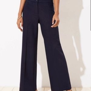 LOFT high waist wide leg modern cut trousers size 14 (navy)